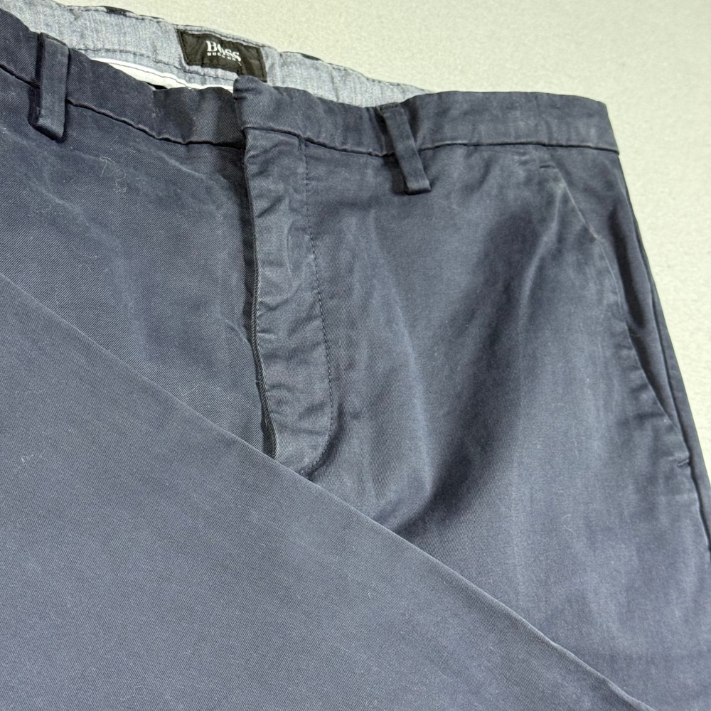 Hugo Boss Mens Navy Blue Stretch Chino Pants‎ Flat Front Trousers 34R